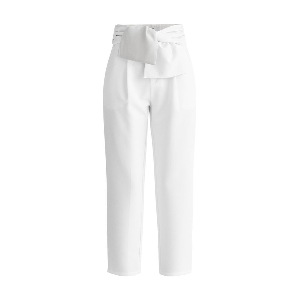 Women's Waist Tie Peg Leg Trousers - White Xxs PAISIE