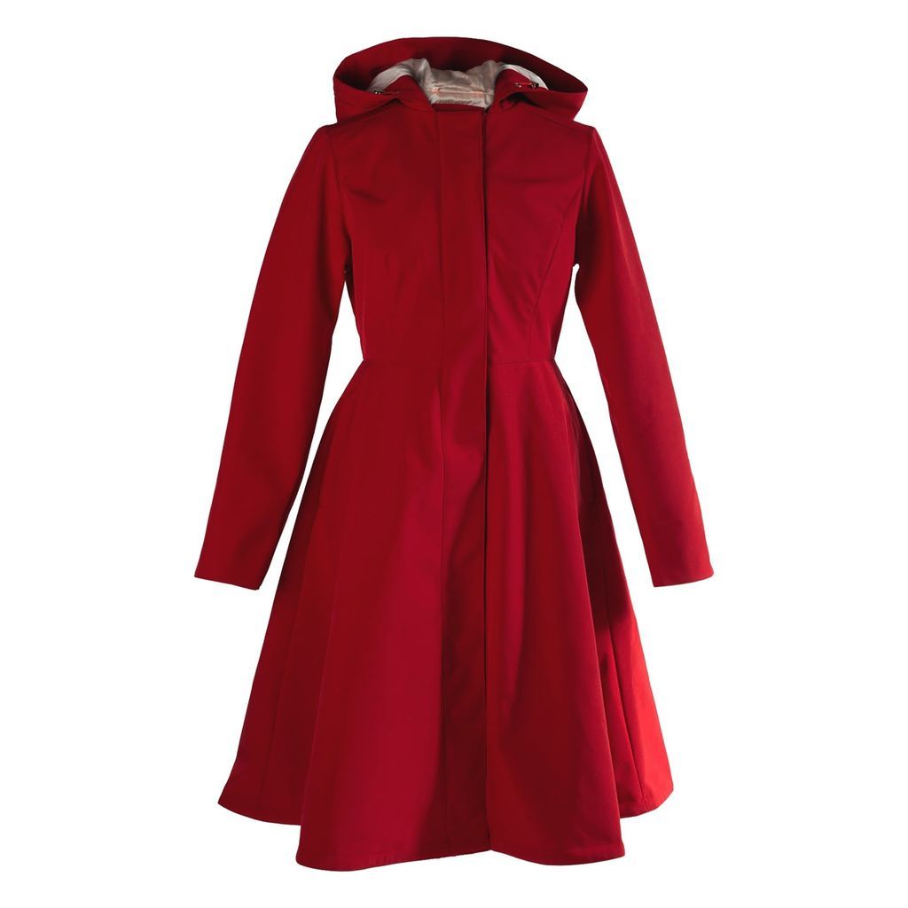 Women's Waterproof Dark Red Trench Coat With Hood: Scarlet Red Extra Small RainSisters