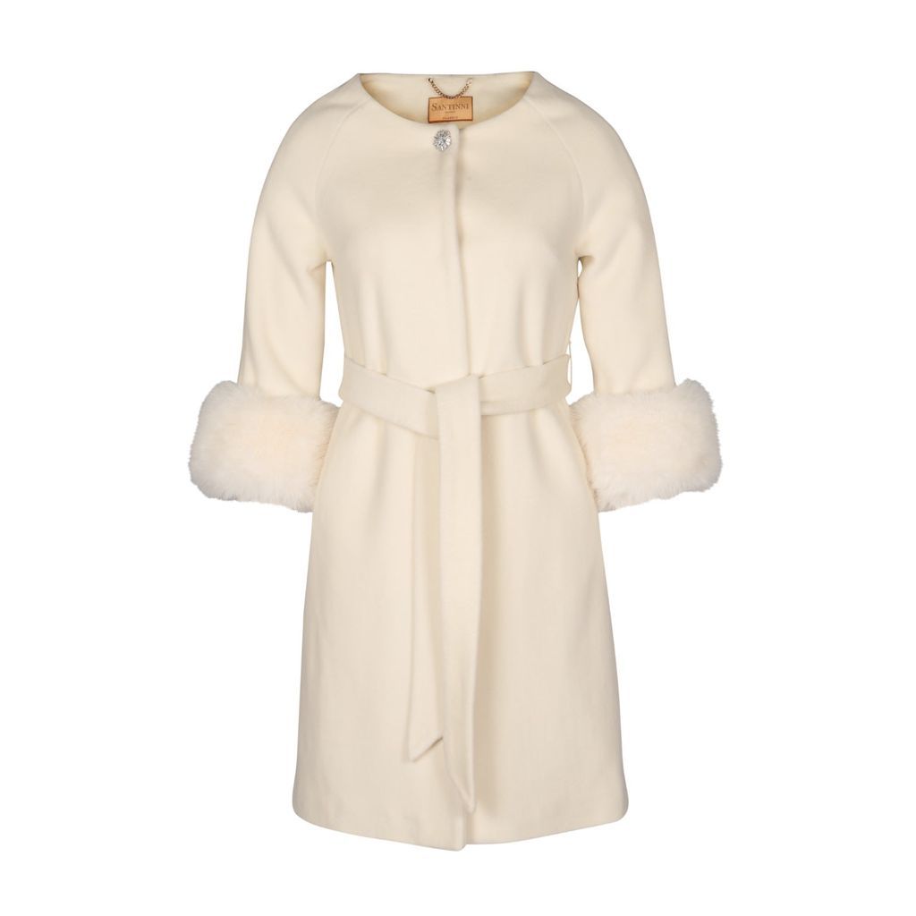 Women's White 'Madame De Pompadour' 100% Italian Cashmere & Virgin Wool Coat In Crema Xxs/Xs Santinni