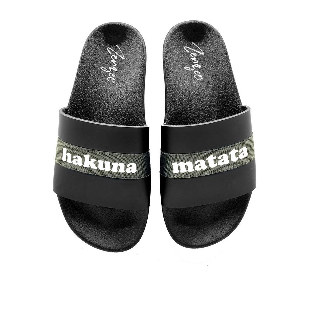 Women's White / Black Hakuna Matata Slide Sandals 3 Uk Zenzee