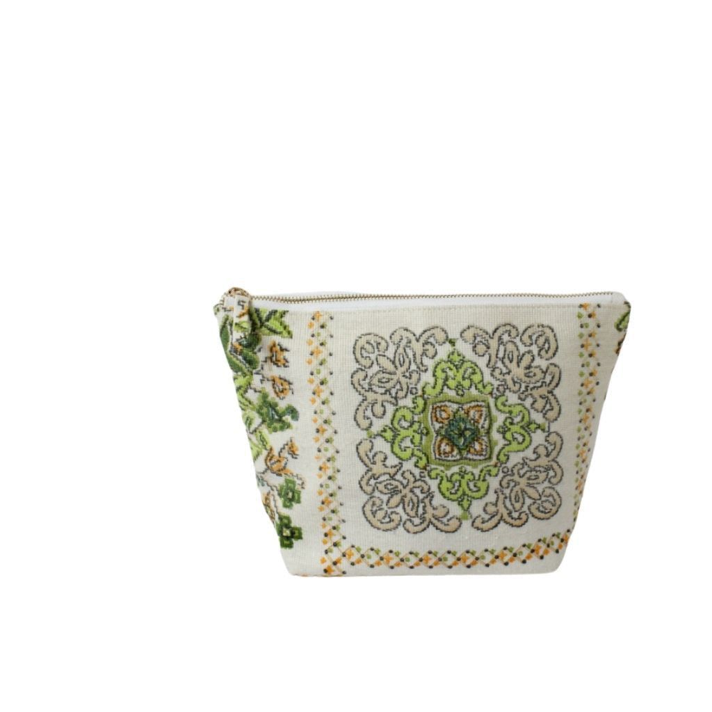 Women's White / Green / Yellow Sustainable Fabric Pouch - Green, White, Yellow & Orange One Size KAPDAA - The Offcut Company