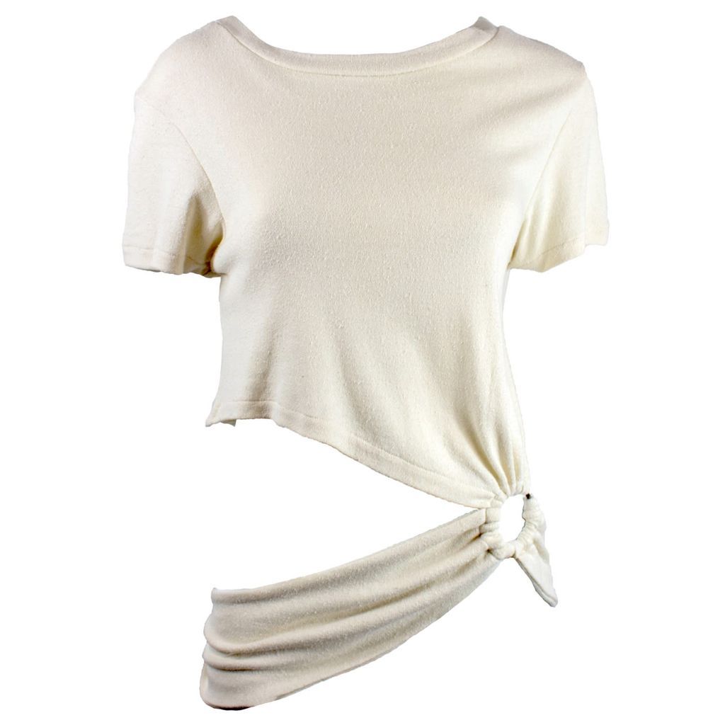 Women's White Aramana Draped Knitted Top Cassava S/M hols. e