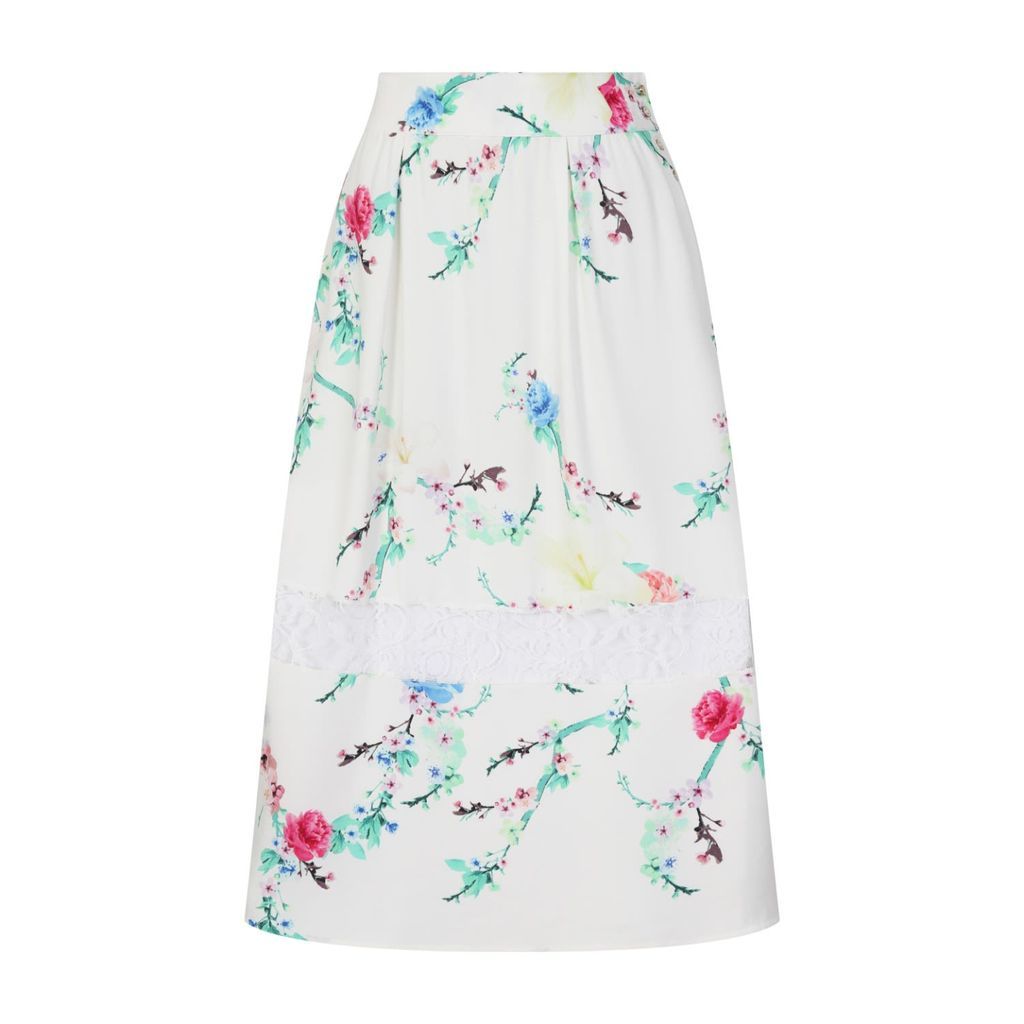 Women's White Blossom Midi Skirt Extra Small Sophie Cameron Davies