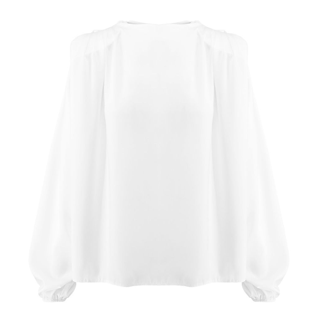 Women's White Blouse With Padded Shoulders Extra Small BLUZAT