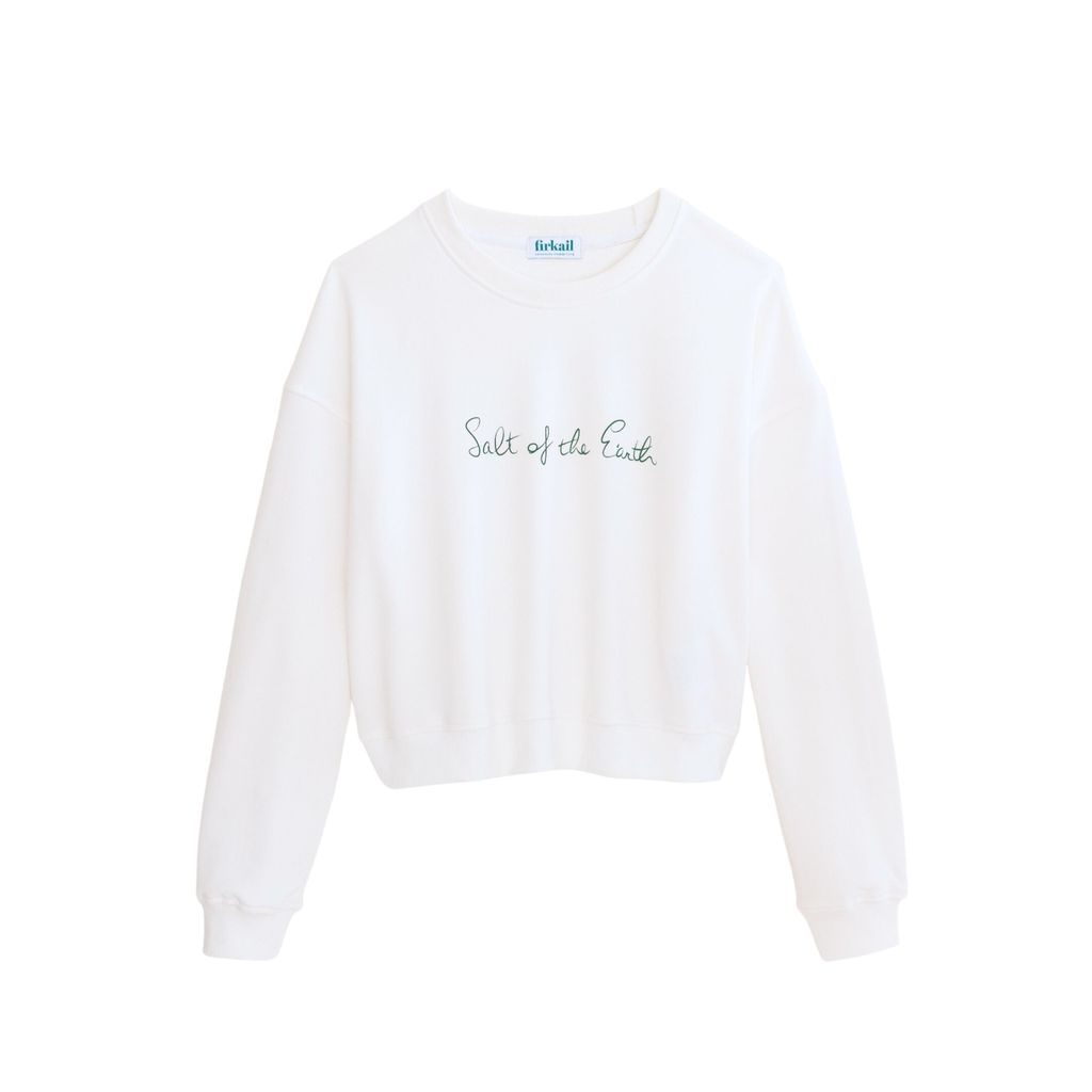Women's White Boxy Crewneck 60/40 - Salt Of The Earth Extra Small Firkail