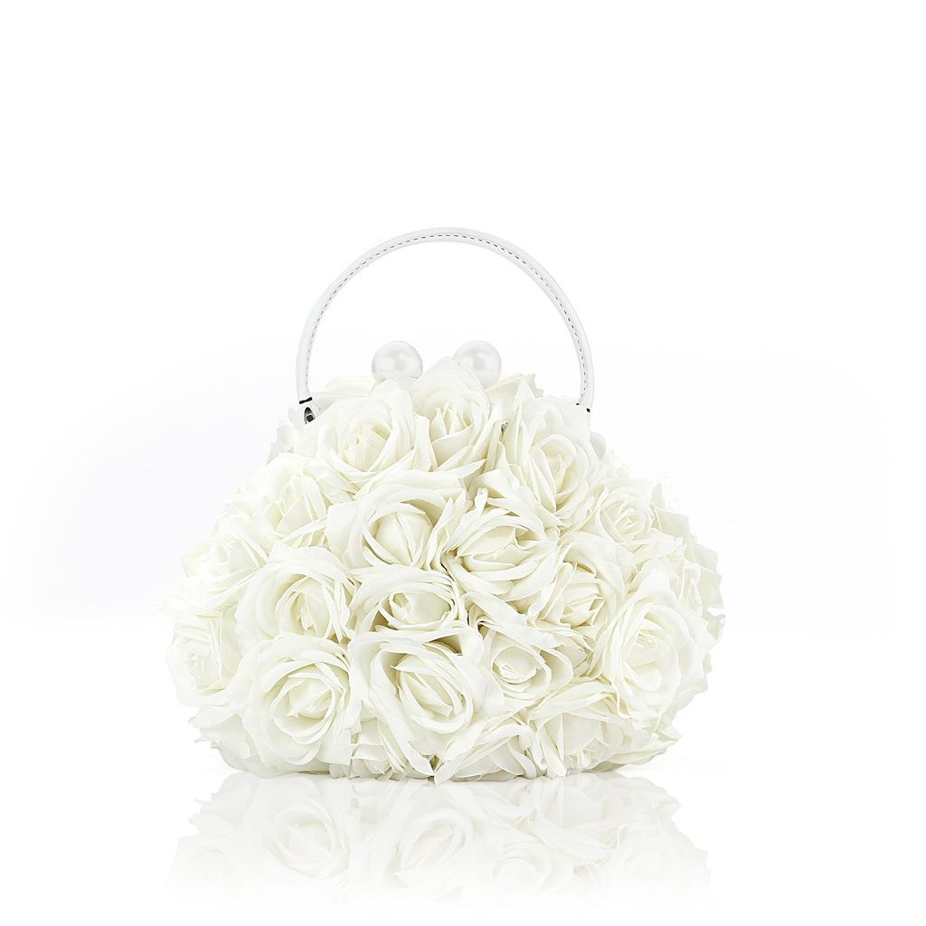 Women's White Cotton Mini Flower Bag One Size BB TAYLOR