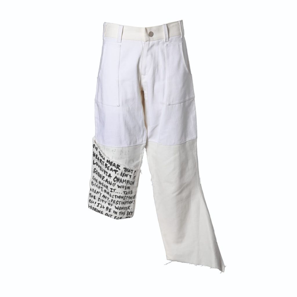 Women's White Denim Two Tone Hand Painted Pants 28