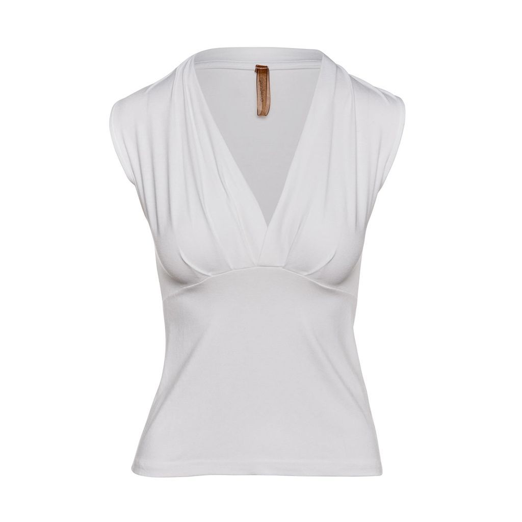 Women's White Faux Wrap Sleeveless Top Large Conquista
