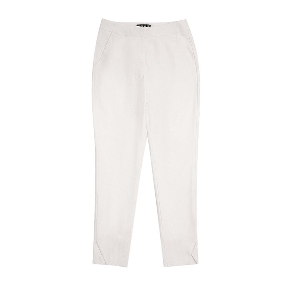 Women's White Ivory Jen Seasonless Extra Fine Merino Wool Ankle Pyramid Cut Pants Xxs Seragyi