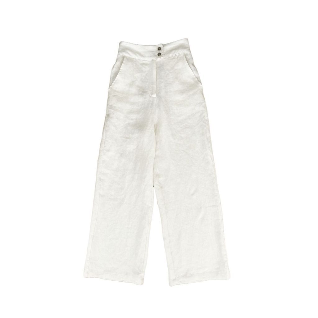Women's White Jordan Ivory Linen Trousers S/M Stacia
