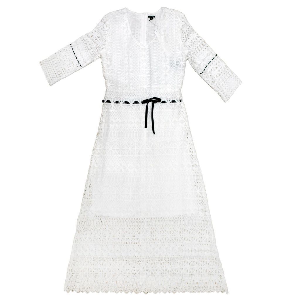 Women's White Lace Long Sleeve Dress Small Jessie Zhao New York