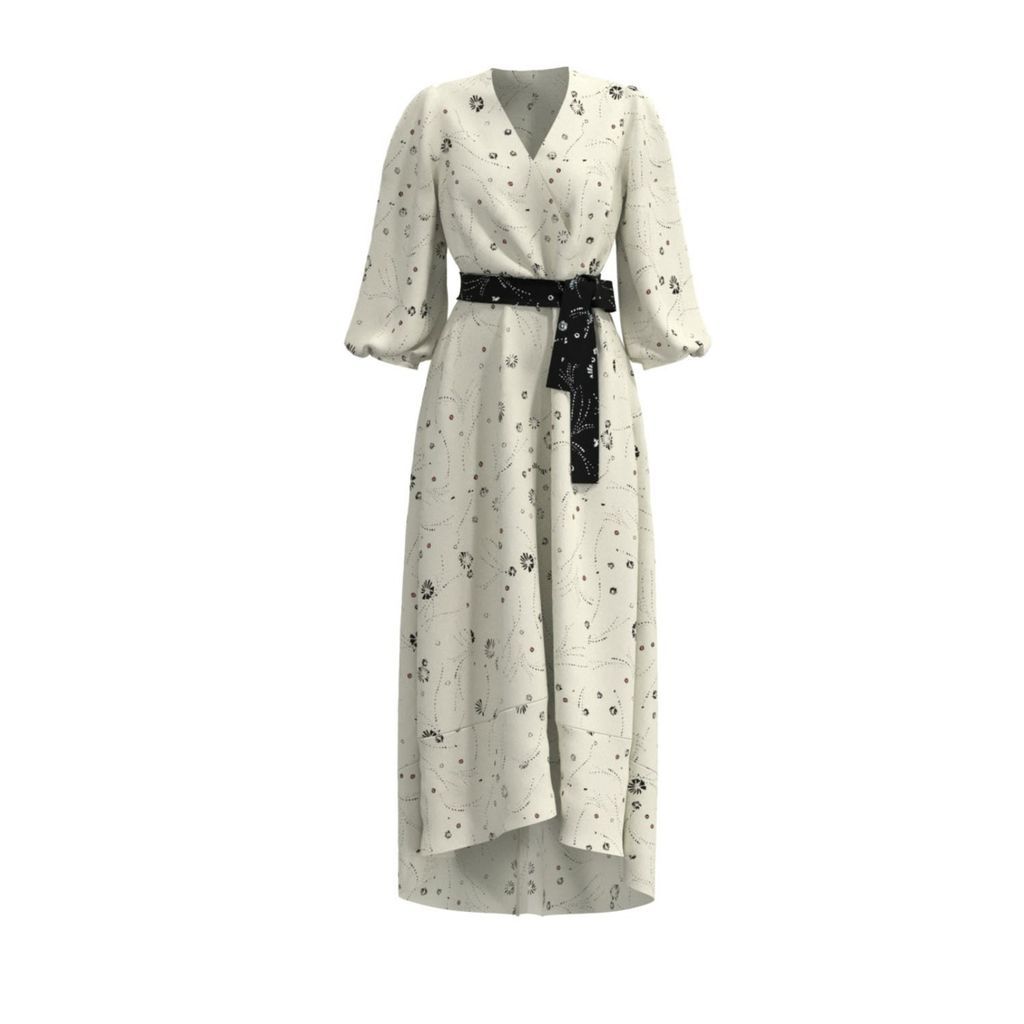 Women's White Leilani Ivory Print Midi Dress Medium Ethereal London