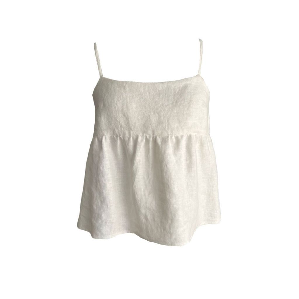 Women's White Morgan Ivory Linen Camisole S/M Stacia
