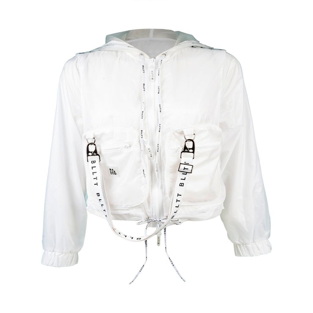Women's White Nylon Fanny Pack Jacket Bianco Extra Small Balletto Athleisure Couture
