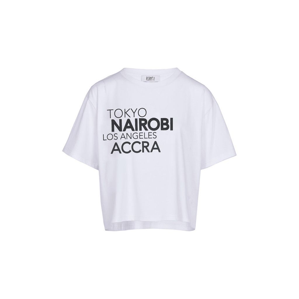Women's White Polepole Tokyo/Nairobi/Los Angeles/Accra Boxy T-Shirt Extra Small Asantii