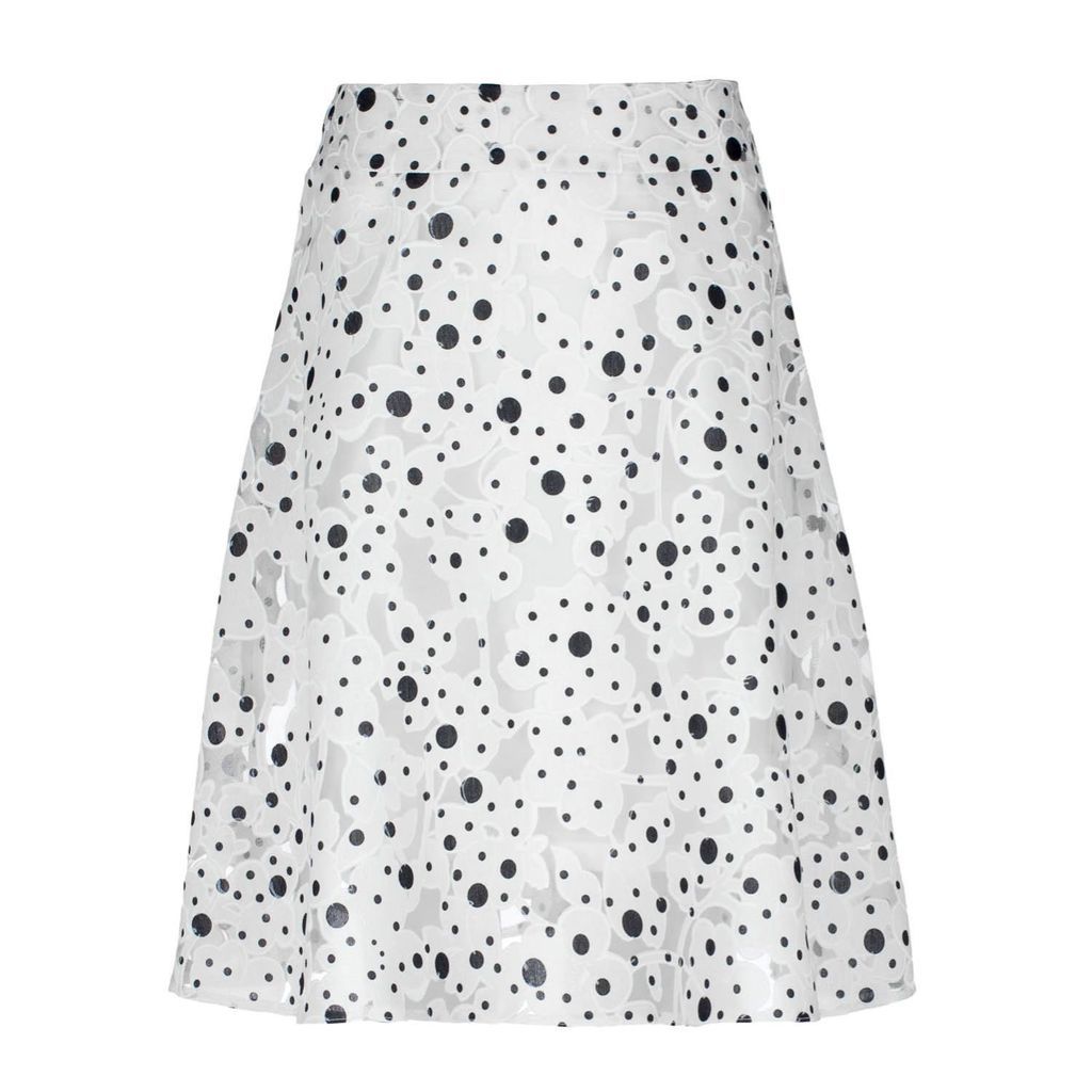 Women's White Polka Dot Cloche Skirt Small Conquista