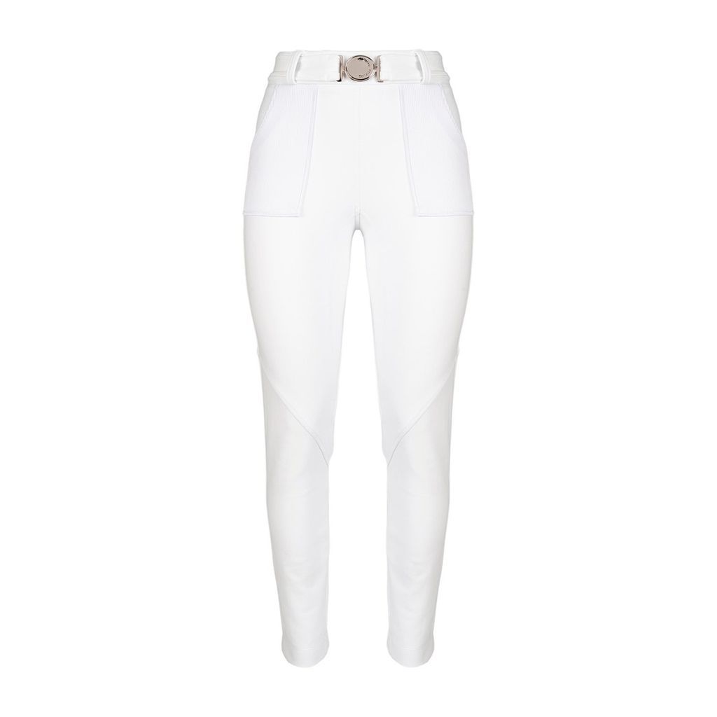 Women's White Ribbed Pocket Pants Bianco Extra Small Balletto Athleisure Couture