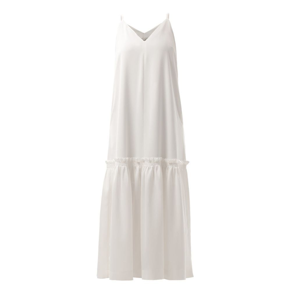 Women's White Satin Romantic Long Dress Extra Small Julia Allert
