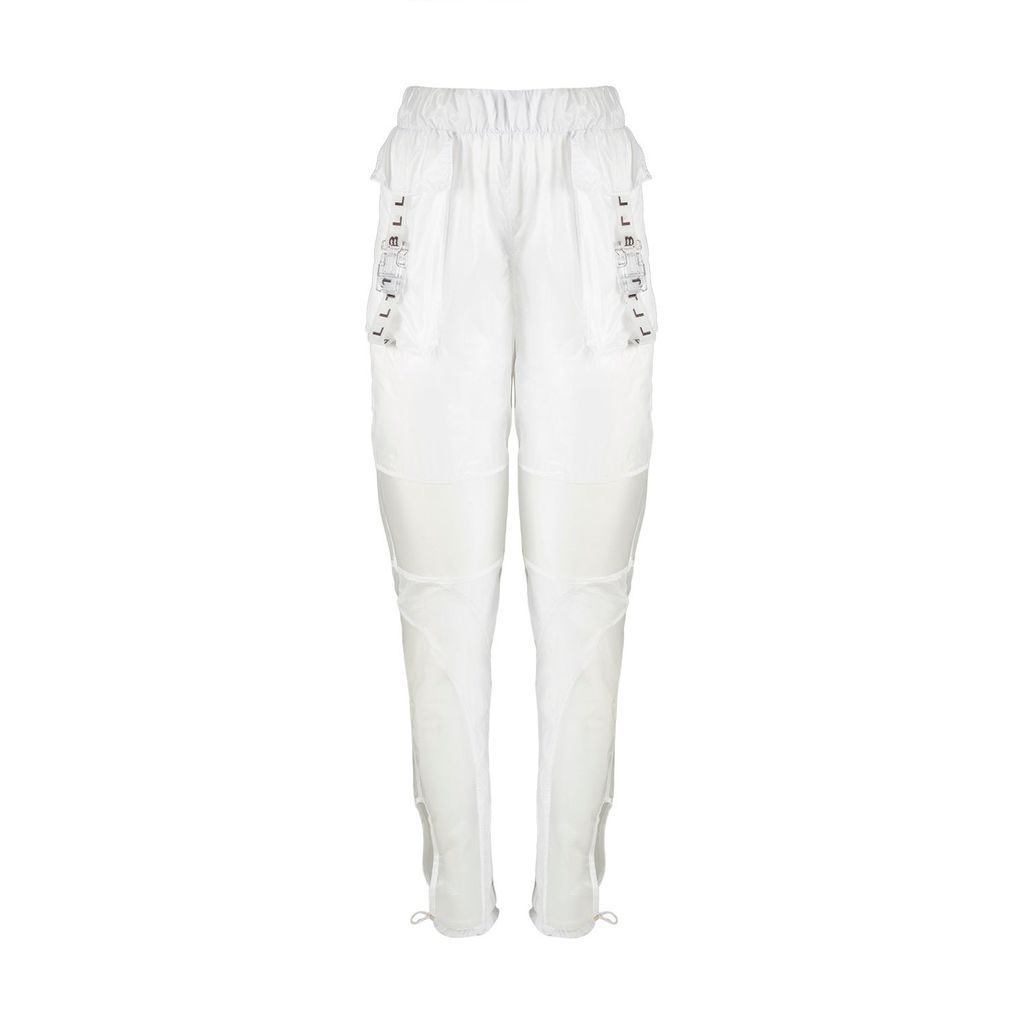 Women's White Sheer Panel Pants Bianco Extra Small Balletto Athleisure Couture