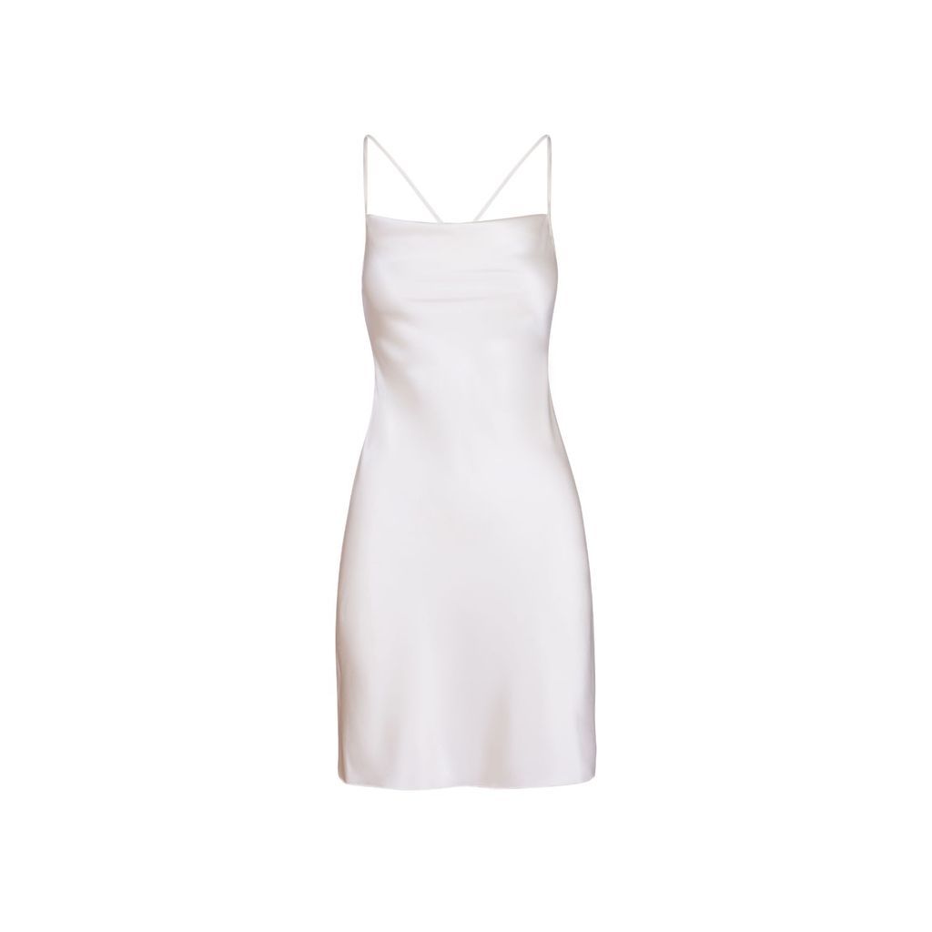 Women's White Silk Short Dress In Cream Small Incantevole Milano