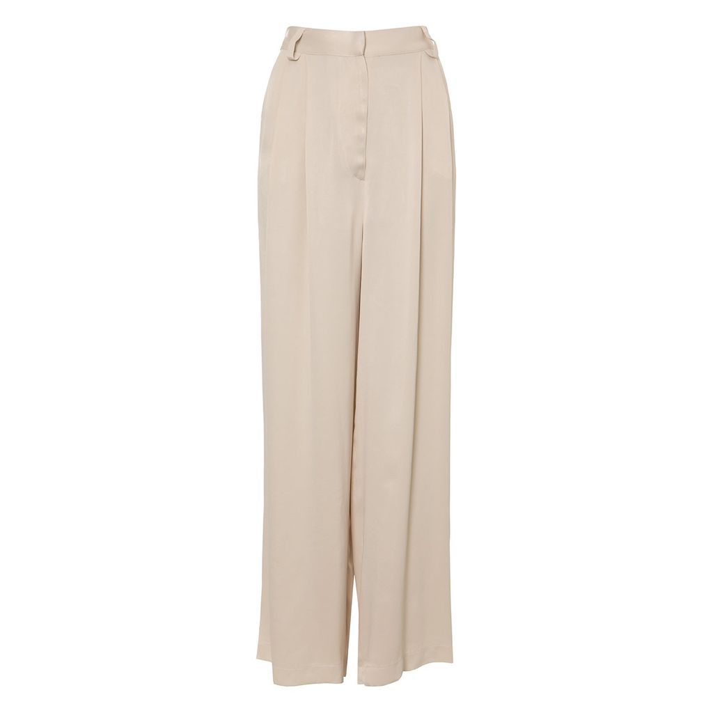 Women's White The Confidence Suit Pleated Pants In Vanilla Small Roses Are Red