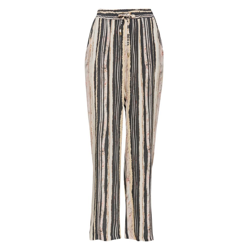 Women's Wide Leg Striped Pants With Drawstring Waist Extra Small Conquista