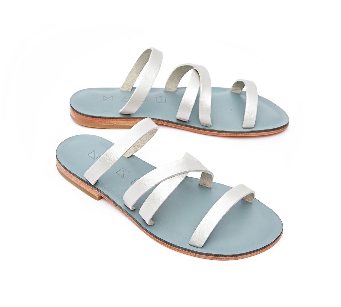 Women's Wind Leather Flat Sandals - Silver 2 Uk Maki Sandals