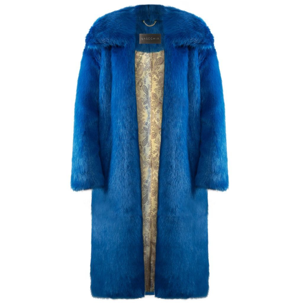 Women's Windsor Vegan Faux Fur Blue Long Coat Xs/S VASEGHIA