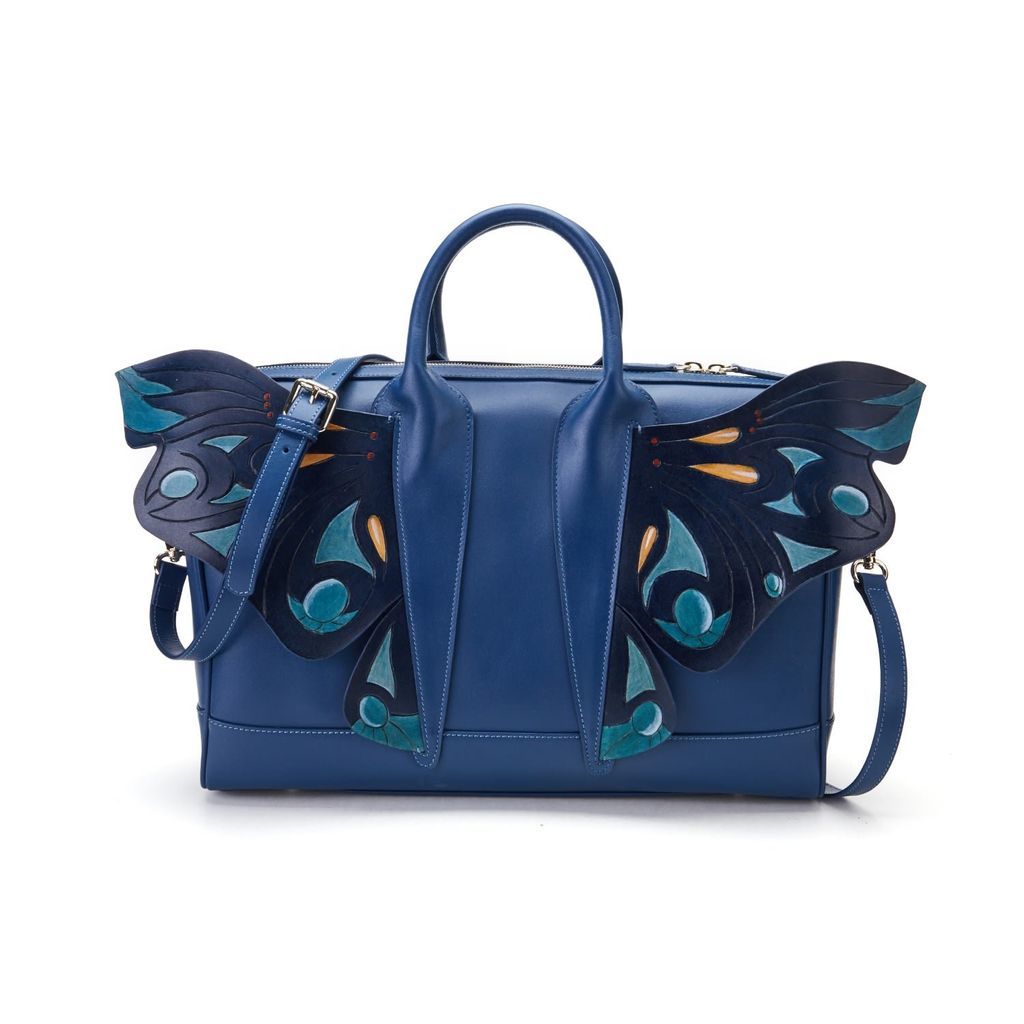 Women's Wings Top Handle Leather Bag Blue Bellorita