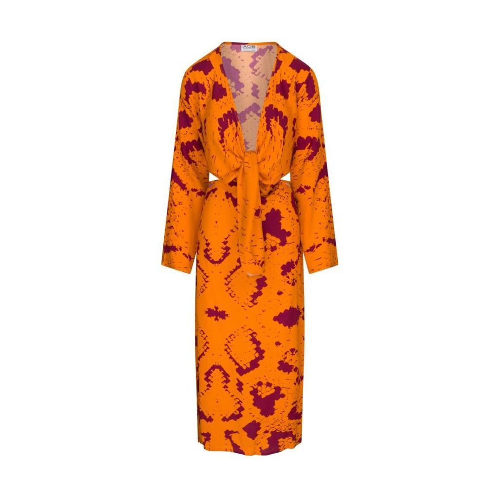 Women's Winonah Tie Front Dress Snake Orange Xs/S AOB - Ankara on Brand