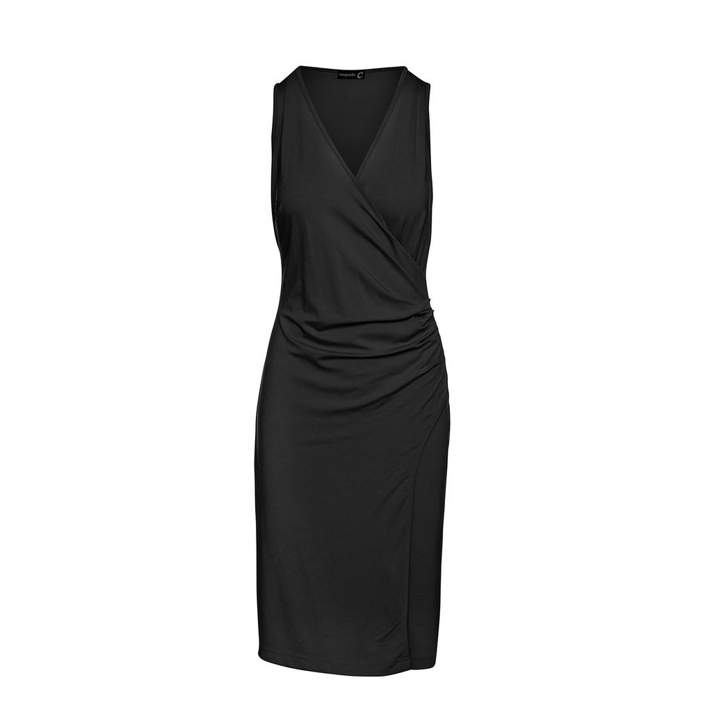 Women's Wrap Style Sleeveless Dress In Black By Conquista Xs