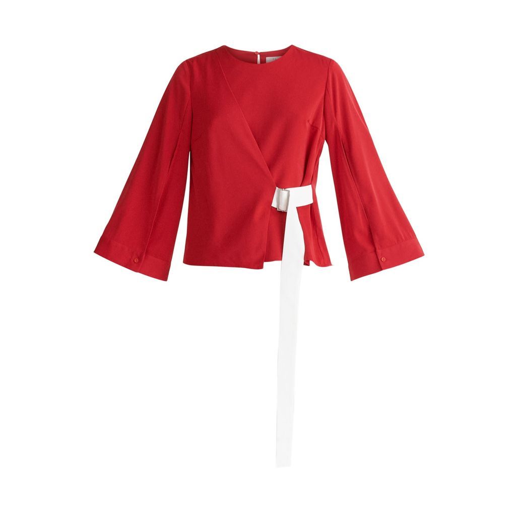 Women's Wrap Top With Cape Sleeves - Red Xxs PAISIE