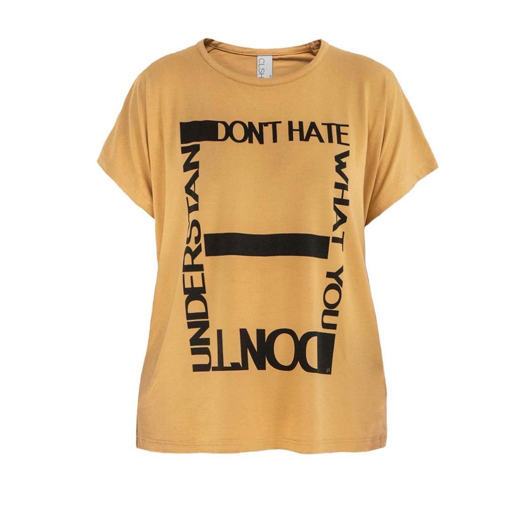 Women's Yellow / Orange / Black Modal Lenzing Don't Hate T-Shirt Extra Small Clash Shapes Her CLSH