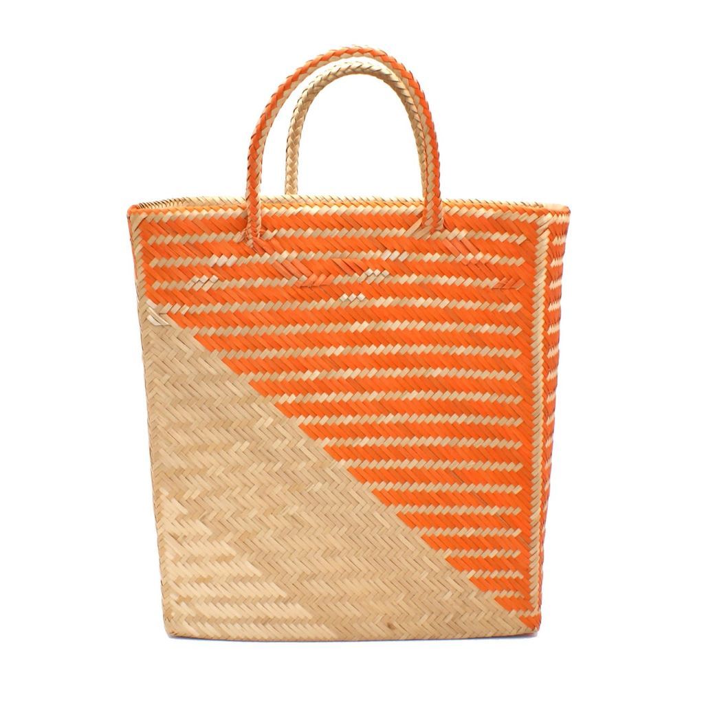 Women's Yellow / Orange / Neutrals Capri Medium Orange Straw Basket Bag Washein