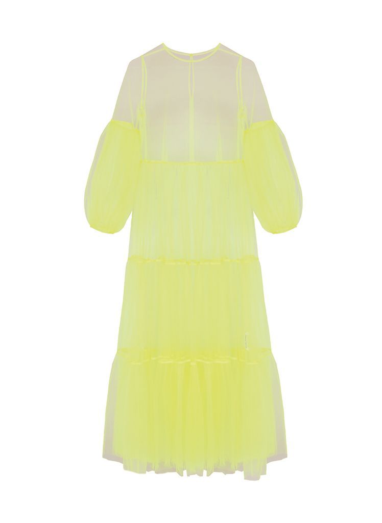 Women's Yellow / Orange Alena Maxi Tulle Dress Neon-Yellow Extra Small Helene Galwas
