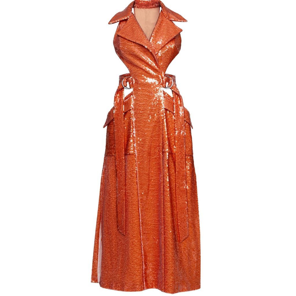 Women's Yellow / Orange Ariel Cut-Out Trench Dress Extra Small DIANA ARNO