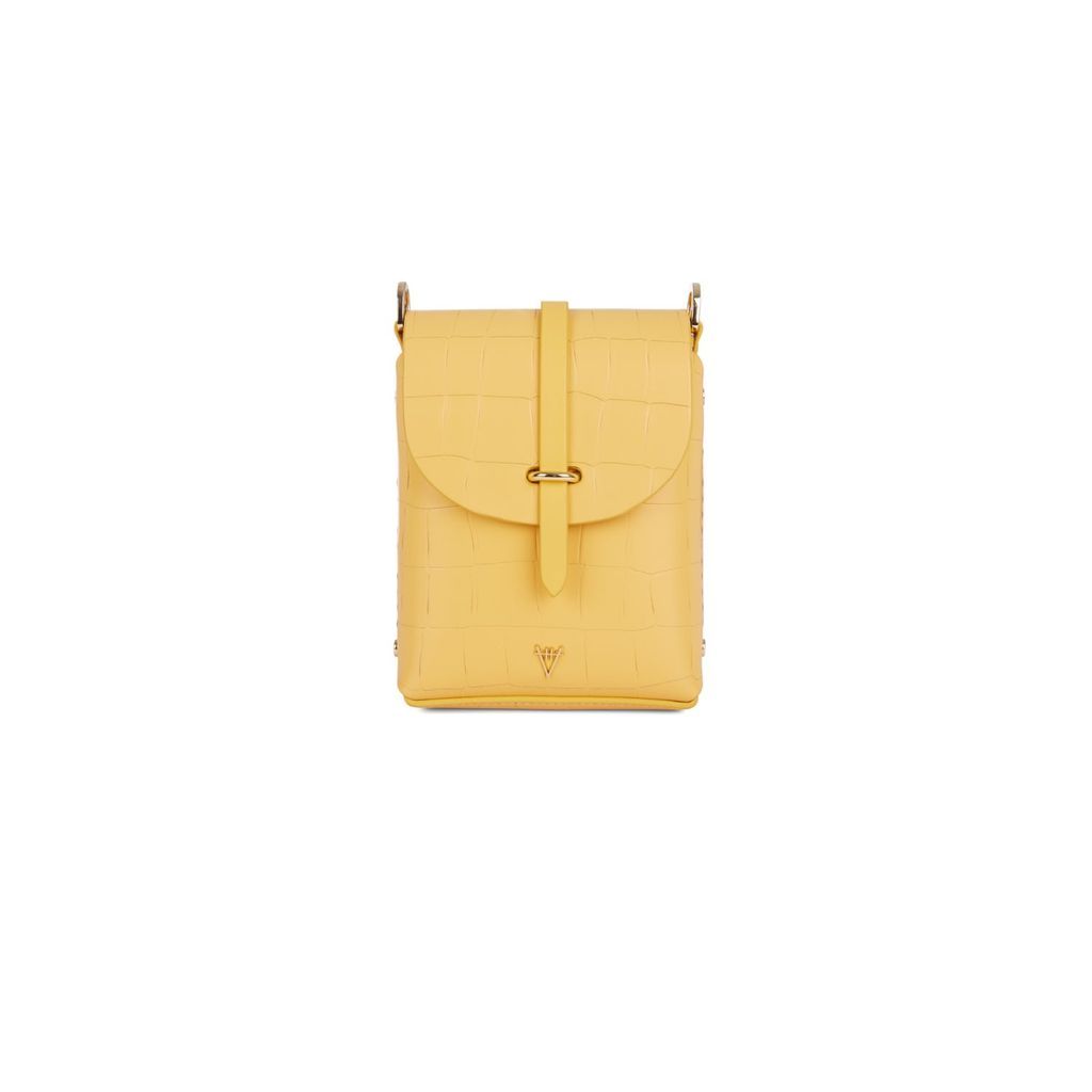 Women's Yellow / Orange Astrum Shoulder Bag Croco Effect Honeycomb Hiva Atelier