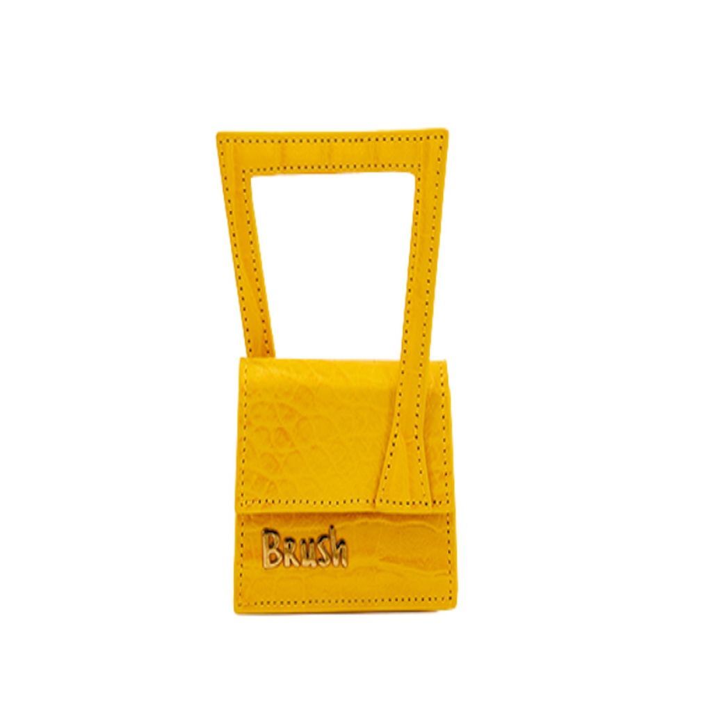 Women's Yellow / Orange Baby Frame Bag In Yellow Croc Gold BRUSH BY MG