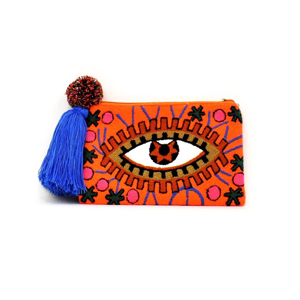 Women's Yellow / Orange Celestial Evil Eye Tapizada Clutch Caravan and Company