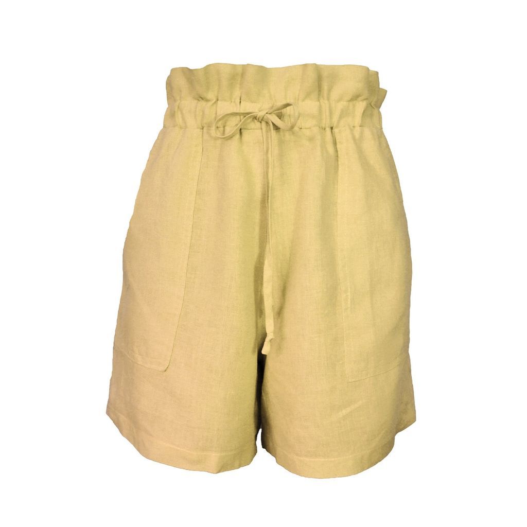 Women's Yellow / Orange Chartreuse Linen Palma Shorts Small Larsen and co