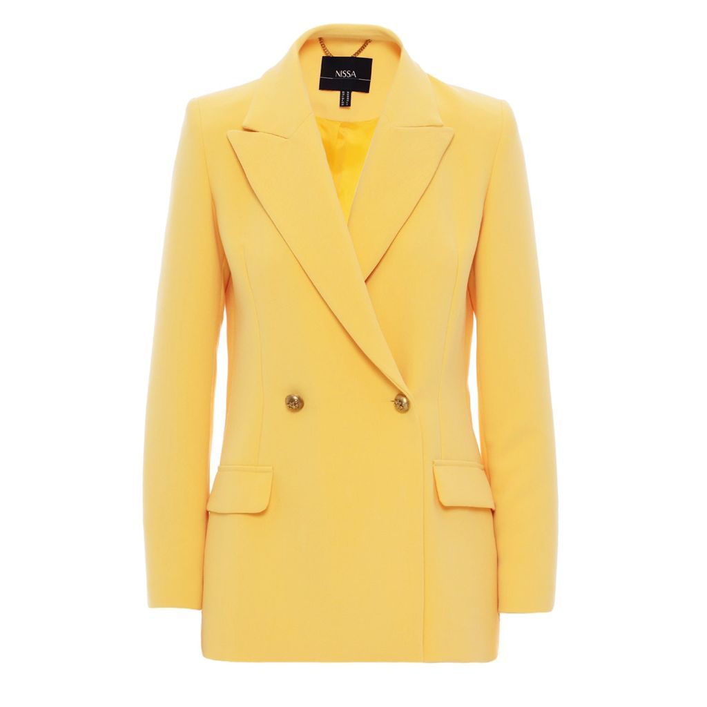 Women's Yellow / Orange Double-Breasted Yellow Blazer Small Nissa