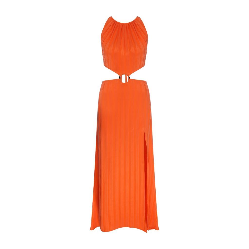 Women's Yellow / Orange Eloise Ring-Embellished Cupro Dress In Orange Xxs NAZLI CEREN
