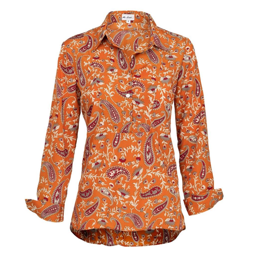 Women's Yellow / Orange Soho Shirt Ochre Paisley Extra Small At Last...