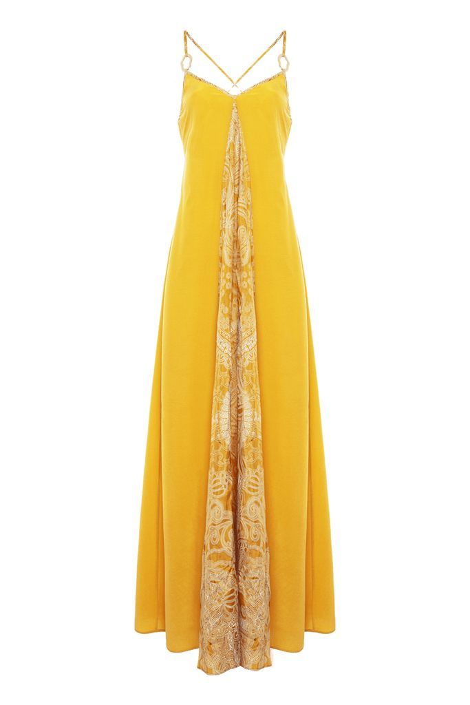 Women's Yellow / Orange Johona V-Neck Maxi Dress Small Movom