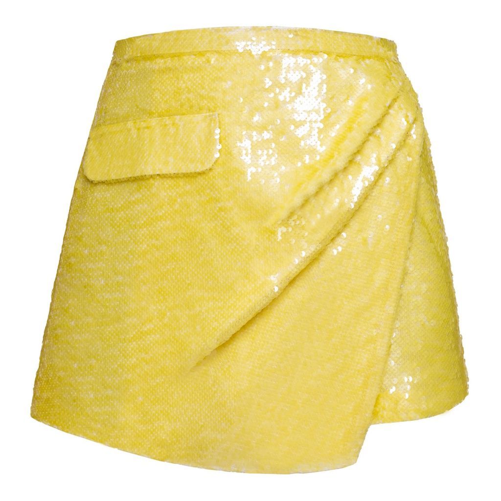 Women's Yellow / Orange Keira Sequin Miniskirt In Sparkling Lemon Extra Small DIANA ARNO