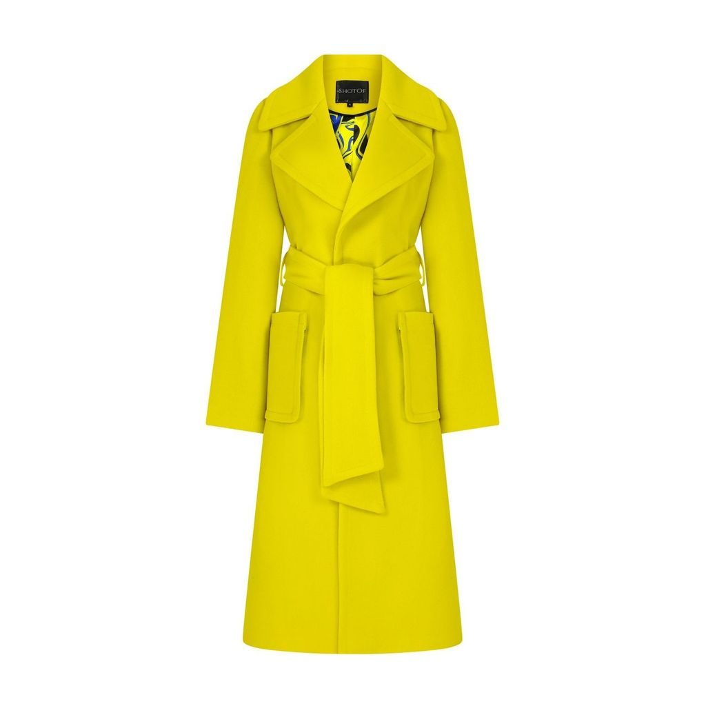 Women's Yellow / Orange Kiki Lemon Bumbelbee Cashmere & Wool Coat Small ShotOf