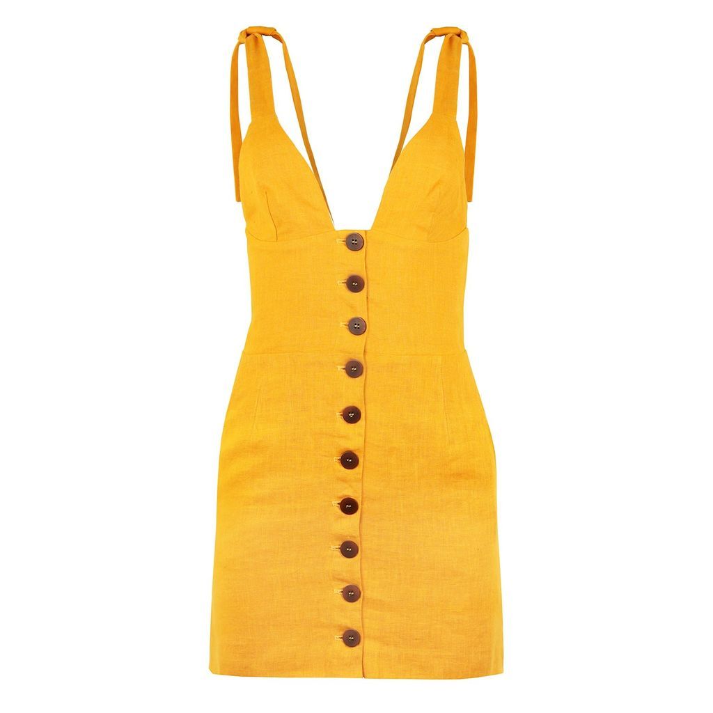 Women's Yellow / Orange Linen Mini Dress In Yellow Extra Small blonde gone rogue