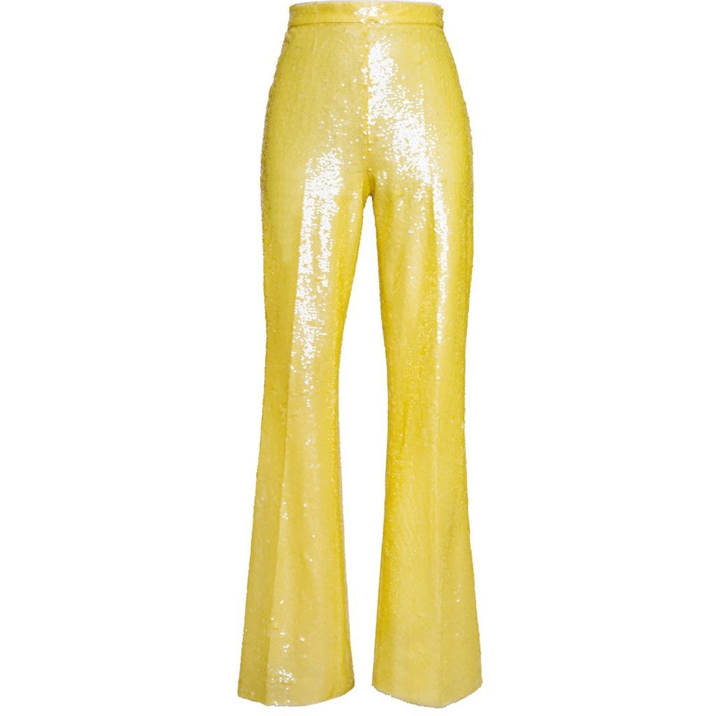 Women's Yellow / Orange Lisa Flared Sequin Trousers Extra Small DIANA ARNO