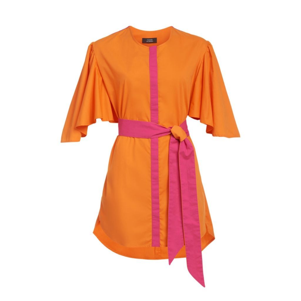Women's Yellow / Orange Marigold Colorblock Fan Sleeve Dress Extra Small Terese Sydonna