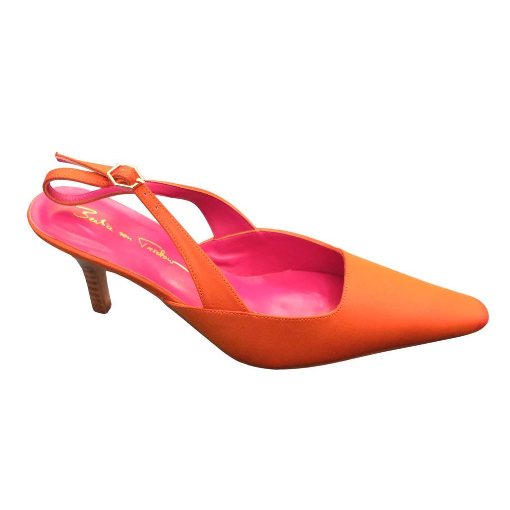 Women's Yellow / Orange Orange Gloria Slingback Kitten Heel Shoes 3 Uk Beatrice von Tresckow